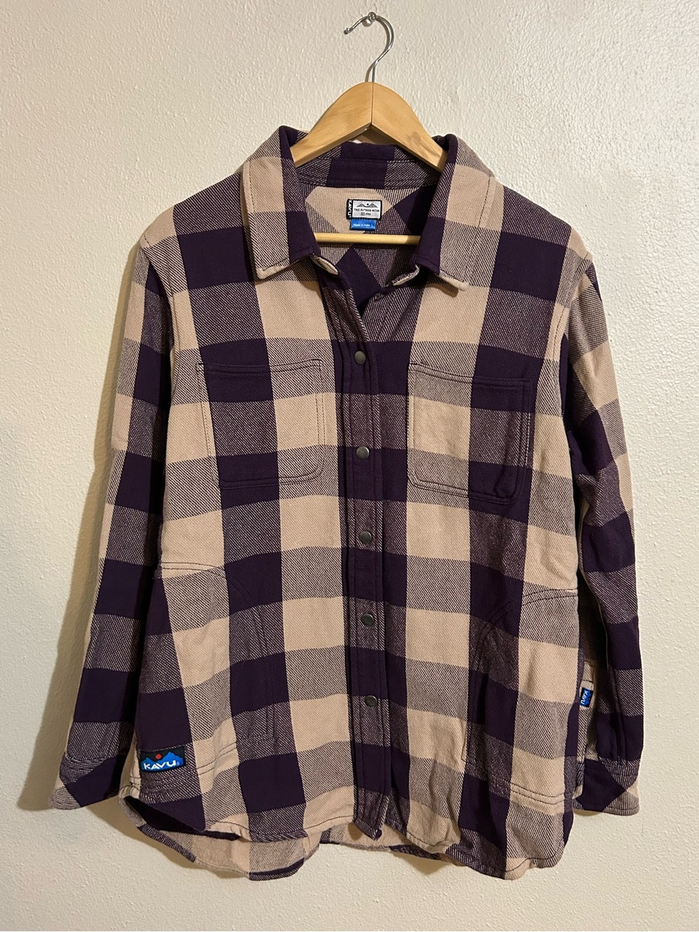 Kavu Plaid Button-Up Shirt Jacket Outdoorhemd Damen Womens Size Large